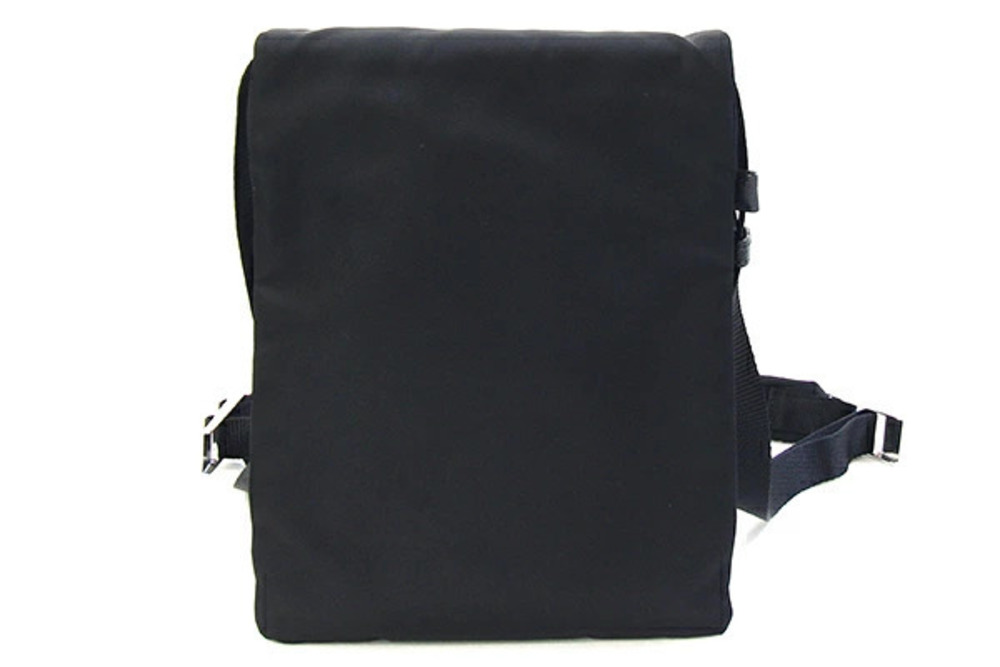 Prada Leather Clutch Shoulder Black Bag Gusset Crossbody Black